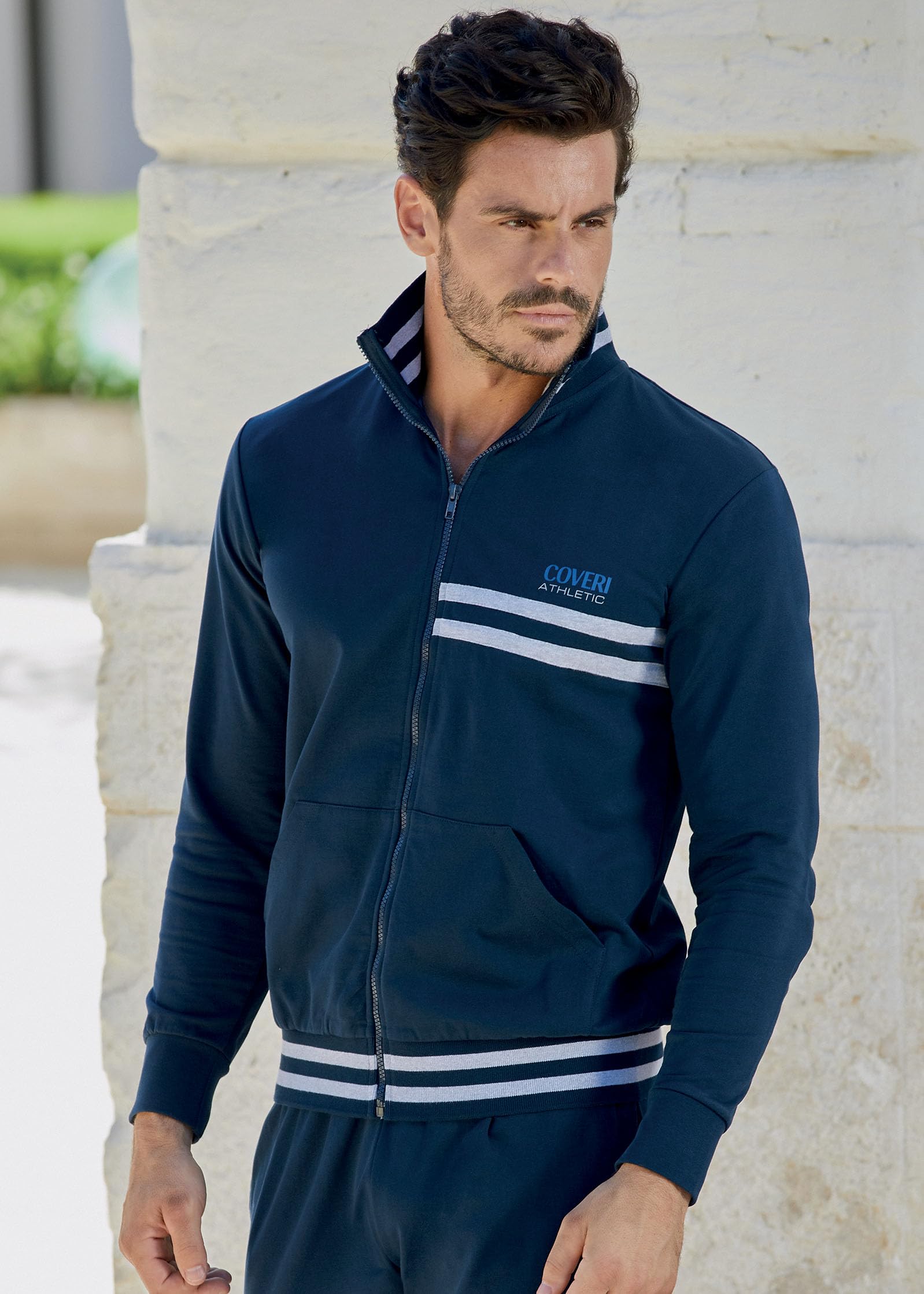 Tuta Completa Uomo Estiva + CALZINI OMAGGIO Cotone Garzato leggero Mezza Stagione collo alto Zip Tasche