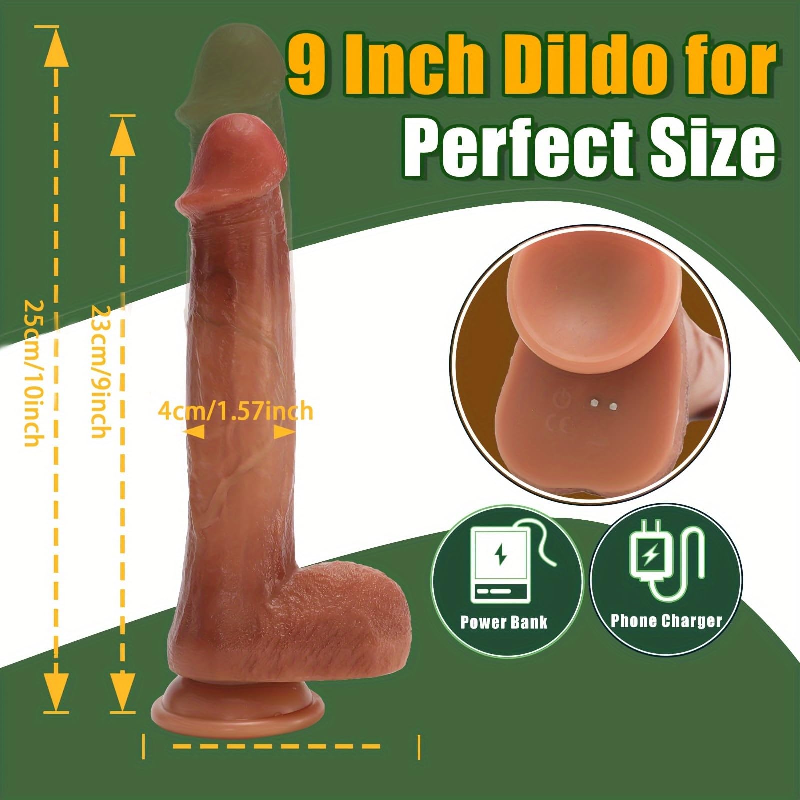 Dildo di Sumeber per donne con funzione di urtoDildo vibratore, 23cm Silence 8 telescopio e 8 vibrazioni, 42 ℃ donne grande pene anale Sextoysets per realistici vibratori punto G