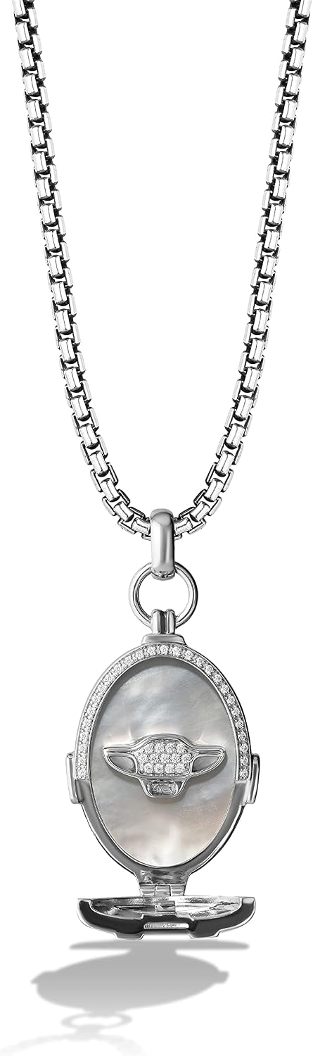 Jewelili Star Wars™ Fine Jewelry Grogu™ Women's Pendant 1/4 Ct.Tw. White Diamonds and Mother Of Pearl Silver
