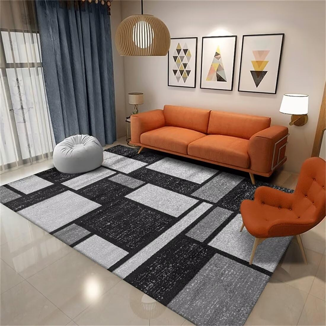 Tapis de salon doux gris rectangulaire 80x160cm moderne