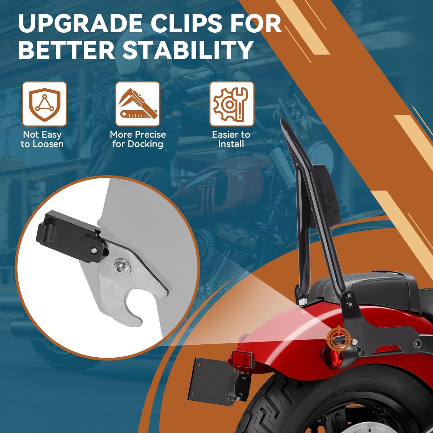 25'' Black Backrest Sissy Bar for Harley Davidson Softail Standard Heritage Classic FLHC Street Bob 107 114 FXBB Deluxe Slim FLDE FXST FLSL Tall Passenger Backrest W/Docking 2018-Up