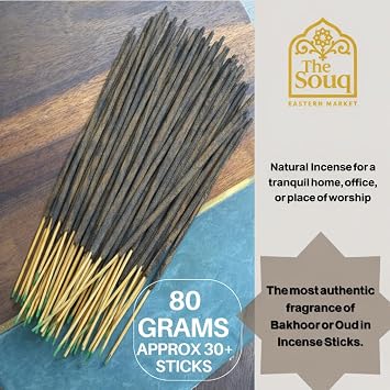 80g Large pack Oud - Incense Stick NATURAL LUXURY AUTHENTIC EMIRATI SCENT Non toxic (80 grams per box, Long Lasting Burn Time approx 55mins+ per stick) prayer yoga thick meditation, handmade,