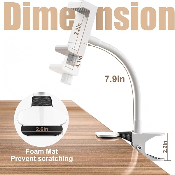 NozlaID Universal Baby Monitor Mount- Adjustable Gooseneck Flex Stand for Crib - Secure Clip Clamp Holder Compatible with HelloBaby HB6550/HB65/HB66,Blemil, GHB, VTech & Most Baby Monitors - 5