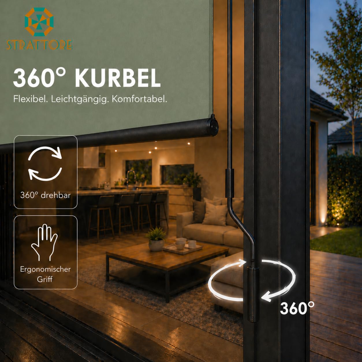 Ausziehbare Senkrechtmarkise Vertikalmarkise 160 x 250 cm - Markise mit Kurbel für Terrasse und Balkon Schutz vor Sonne Wind - Beschattung Sichtschutz Windschutz Wasserdicht - Matcha Grün