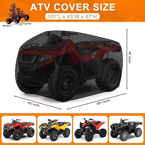 Miniatura 2 de Comnova - Cubierta para ATV de 4 ruedas  101 pulgadas ATV cubre 600D resistente e impermeable, cubierta de cuatro ruedas para exteriores, para todo