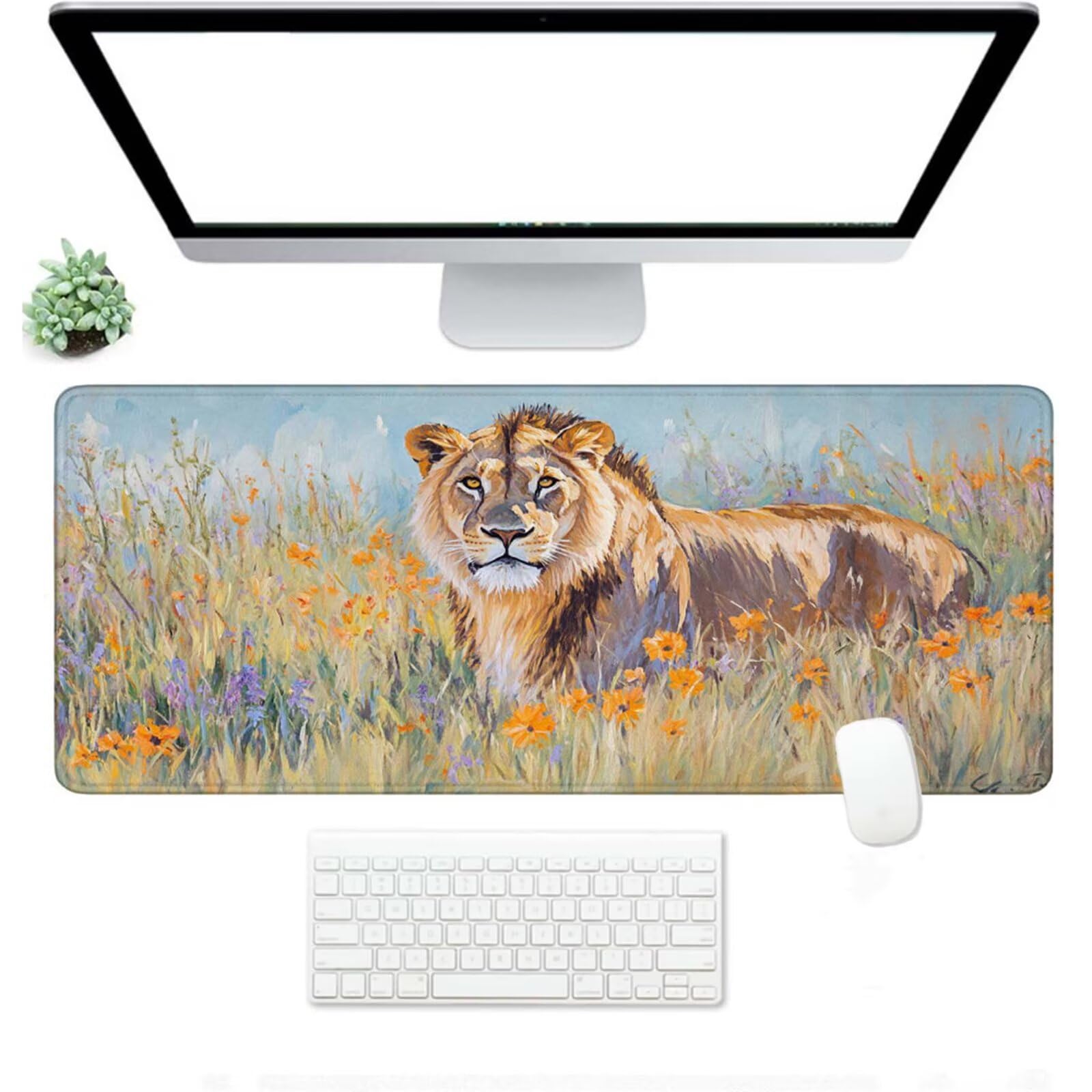 Podkładka pod mysz XXL 1200 x 400 x 3 mm, duża brązowa podkładka pod mysz z wodoodporną i antypoślizgową gumą zwierzę pod ręką biurko zszyte krawędzie, poprawia precyzję i szybkość dla gracza W-684