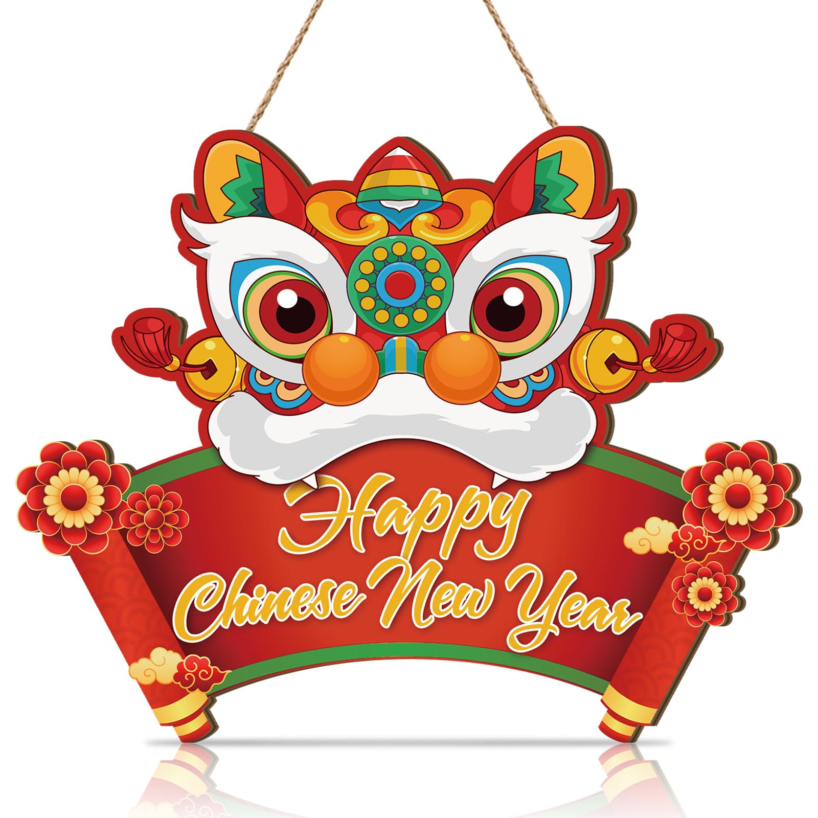 ANHUIB 2026 Happy Chinese New Year Wood Plaque Lunar New Year Welcome Wooden Wall Art Decor The Year of The Horse Sign Spring Festival Decal for Home Outdoor Indoor Front Door