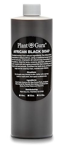 Jabón líquido africano negro de 16 onzas líquidas. 100% puro y natural de Ghana. Tratamiento para el acné, ayuda contra el eccema y la psoriasis,