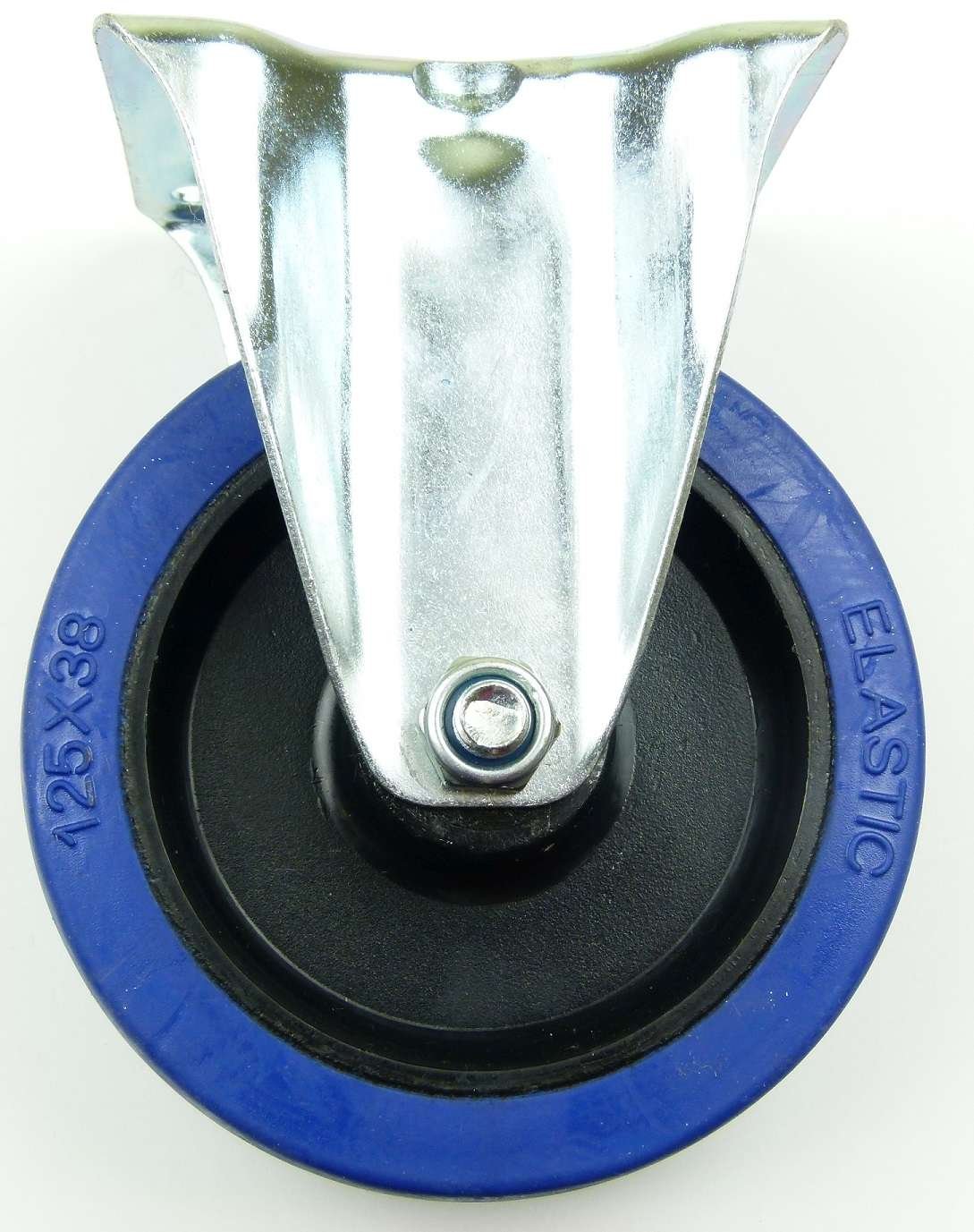 1 Satz 125mm Blue Wheels Lenkrollen mit Bremse/Feststellbremse + Bockrollen, Transportrollen Blau, 200kg / Rad - INDUSTRIEQALITÄT (2x Brems + 2x Bock)