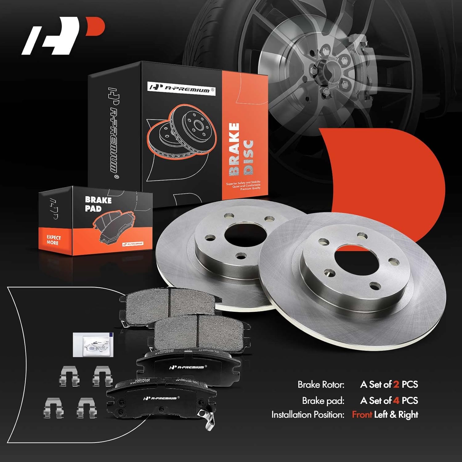 A-Premium 11.72 inch (297.7mm) Rear Solid Disc Brake Rotors + Ceramic Pads Kit Compatible with Buick, Cadillac, Pontiac Models - Park Avenue 2003-2005, DeVille 00-05, Seville 03-04, Bonneville 04-05