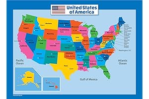 USA Map for Kids - LAMINATED - United States Wall Chart Map (18 x 24)