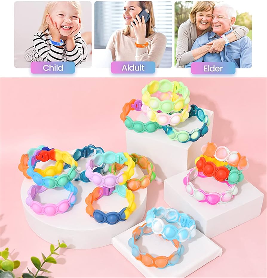 Amazon | フィジェットブレスレット プッシュポップ スクイーズ