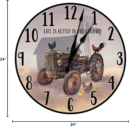Miniatura 5 de Country Life Tractor Reloj de pared redondo de aluminio y metal de 18 pulgadas de diámetro
