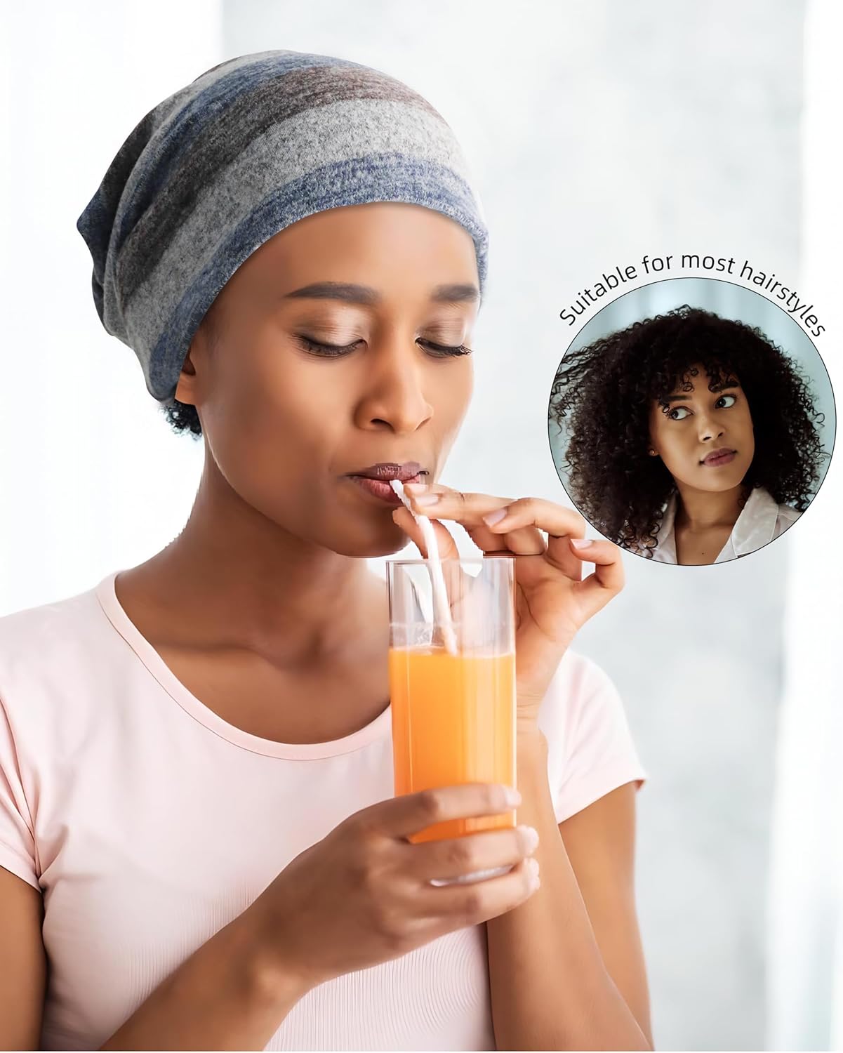 Slouchy Beanie Chemo Hats for Women Men Head Scarf Curly Hair Sleep Head Wraps for Cancer Patient - Image 6