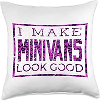 Vista 1 de I Make Minivans Look Good - Funny Mini Van Dad Mom Leopard Throw Pillow, 18x18, Multicolor
