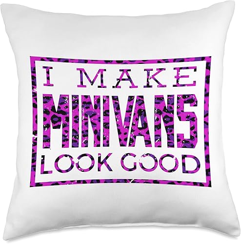 I Make Minivans Look Good - Funny Mini Van Dad Mom Leopard Throw Pillow, 18x18, Multicolor