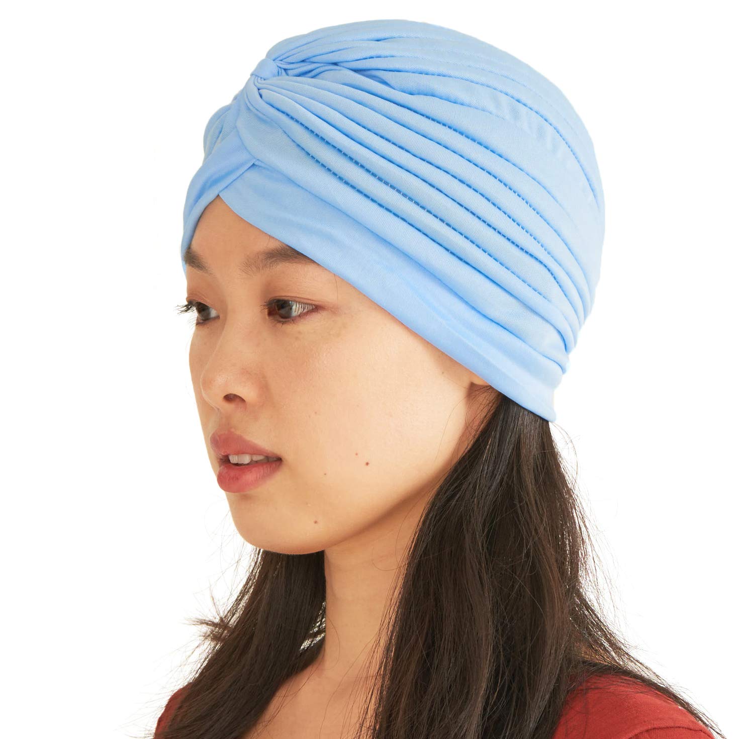 CHARM Womens Turban Hat Head Wrap - Twist Head Cover Costume Chemo Bonnet Cap Sky Blue