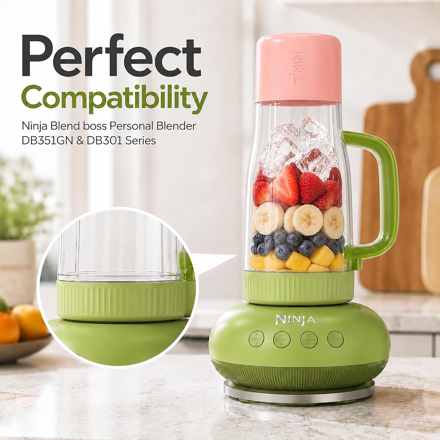 26oz Replacement Cup with Lid for Ninja BlendBOSS DB300 & DB351 | Designed for BlendBOSS DB300 & DB351. Leakproof cup with secure lid for smoothies, protein shakes, and juices.