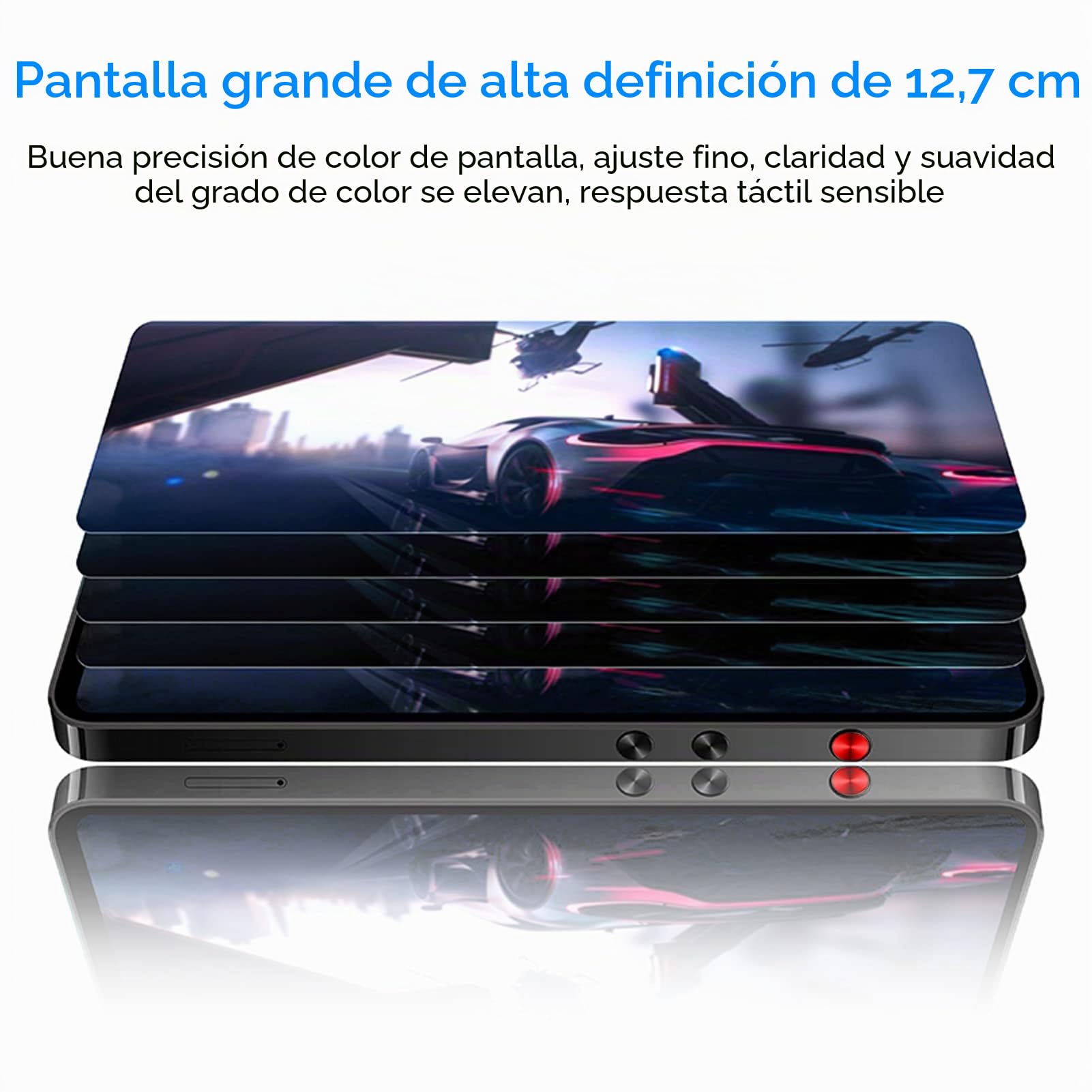 Reproductor de MP4 Inteligente HD de 5,0 Pulgadas, Reproductor de MP4 WiFi Bluetooth Portátil con Pantalla HD Completamente Táctil, Batería de Litio de Gran Capacidad y Chip Octa (128GB)