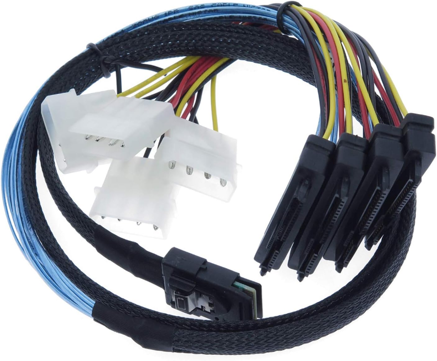 EDIMS Internal Mini SAS 4i SFF-8087 36 Pin to SAS 4X SFF-8482 29Pin Hard Disk SAS Cable with 4X 4Pin Power Cable,3.3FT