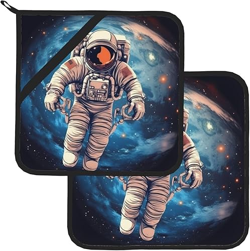 Miniatura 2 de Astronauta Planet - Juego de 2 soportes para ollas resistentes al calor, impermeables, fáciles de limpiar, para cocina, horno, barbacoa, regalo de