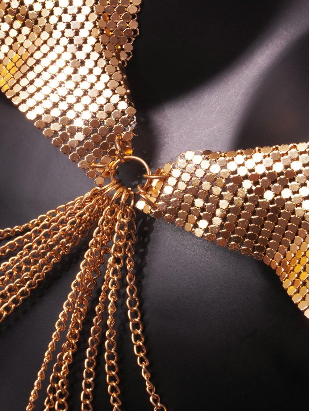 Crystal Sequins Body Chains Tassel Bra Crop Top Beach Bikini Rave Dance Belly Necklace Strap Backless Chain Halter Party for Women Slim Fit - Image 3