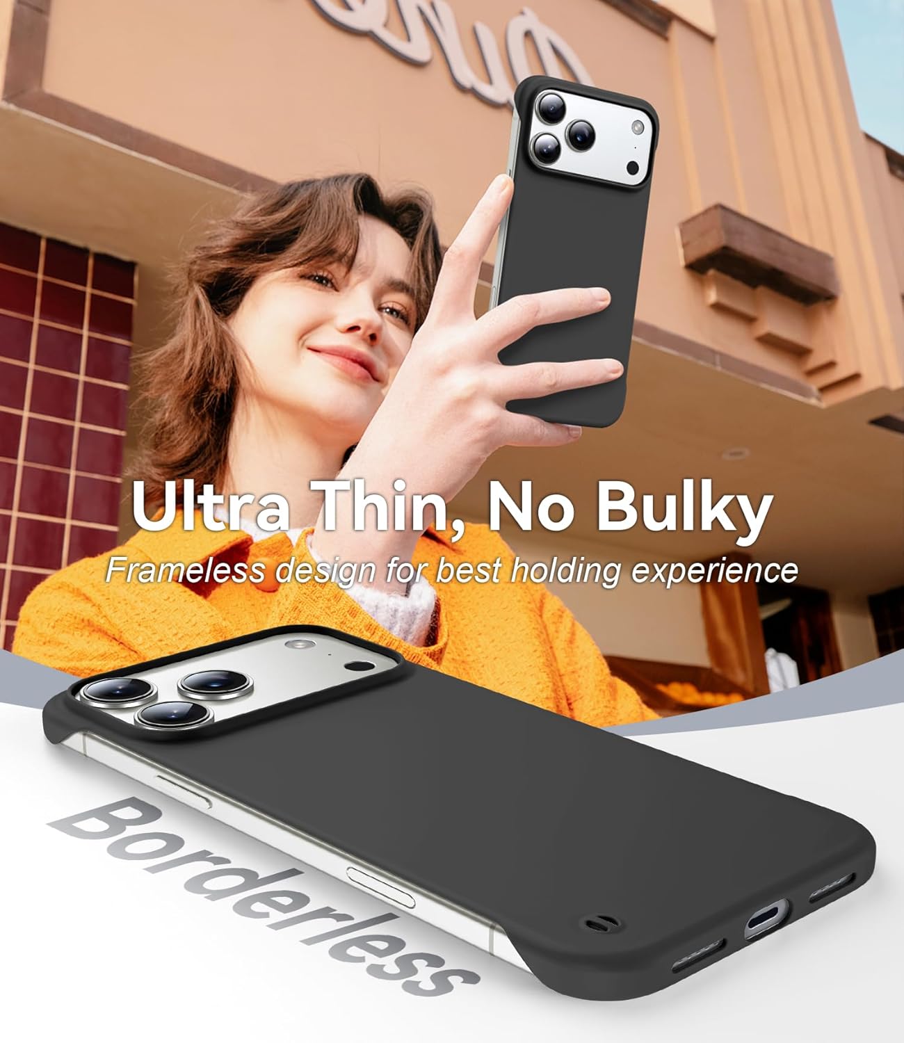 GRECAZO Magnetic Slim Frameless Case for iPhone 17, Black image 2