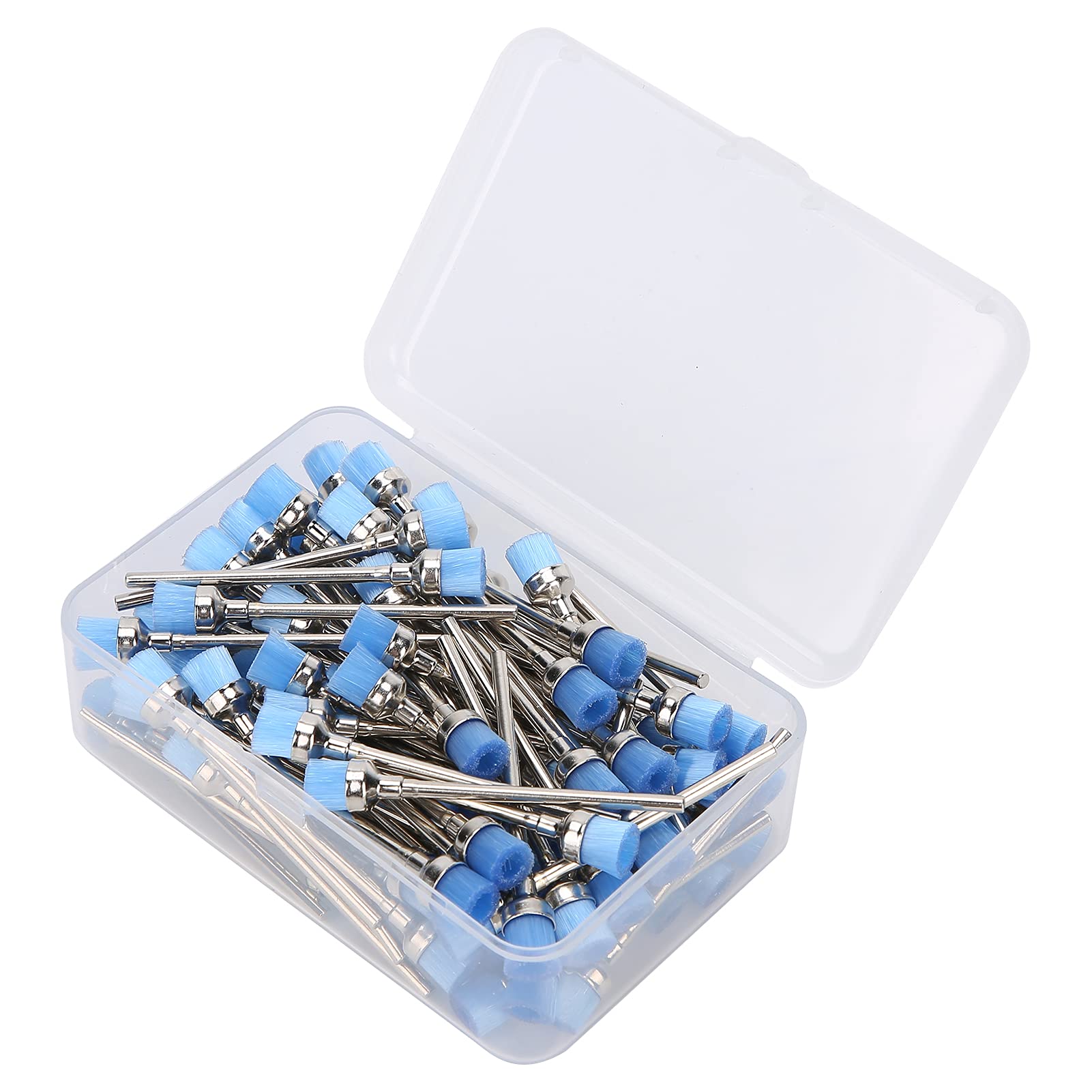 Spazzola per la pulizia delle punte per lima unghie, 100 pezzi, spazzola per la rimozione della polvere delle unghie, accessorio per strumenti di manicure, setole ad alta densità, (Blu)