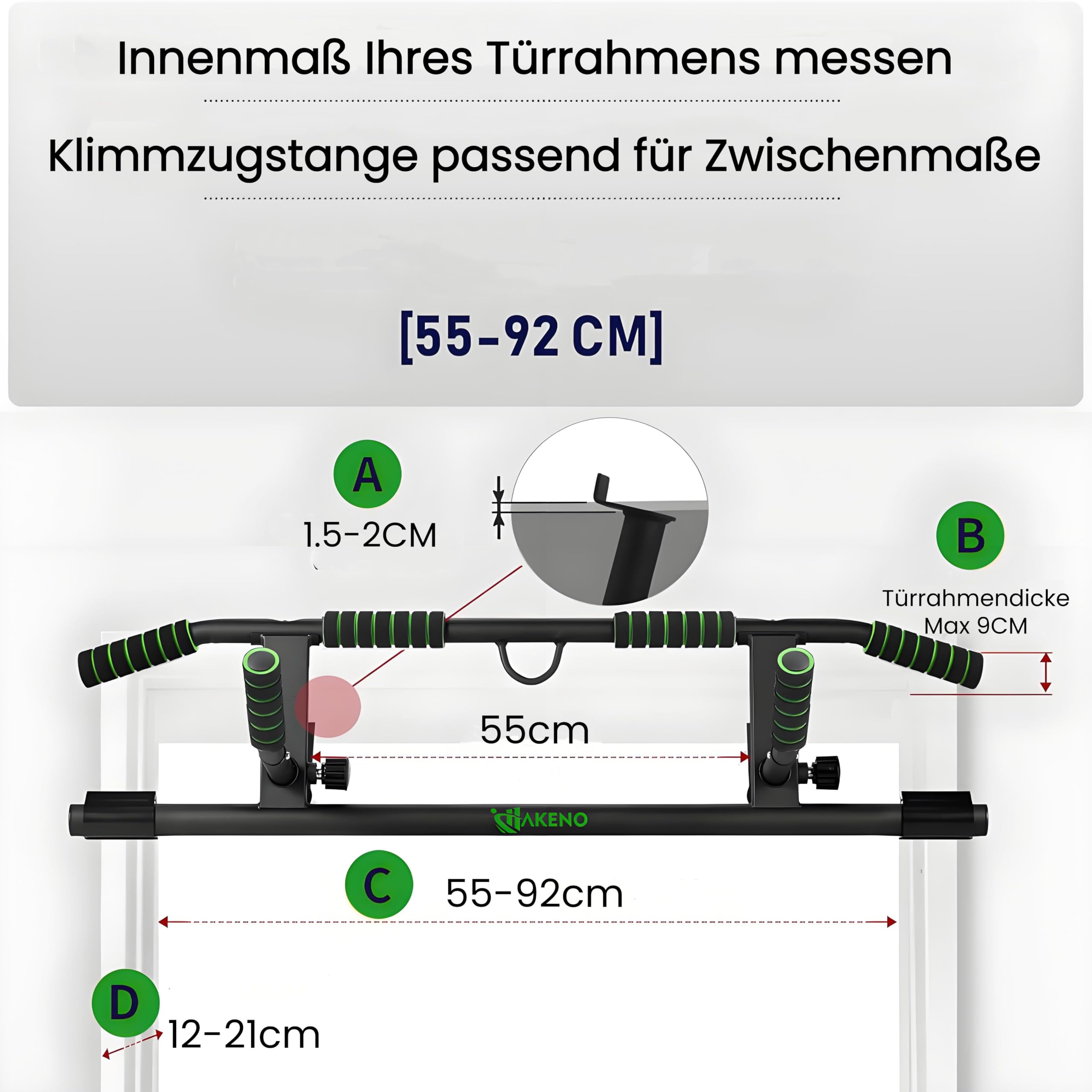 Klimmzugstange mit mehreren Griffen für die Tür – Klimmzugstange mit verbessertem Smart-Haken abgewinkelter Multi-Winkel-Griff, Heim-Fitnessgerät, Pull Up Bar mit professionellem Schlingentrainer