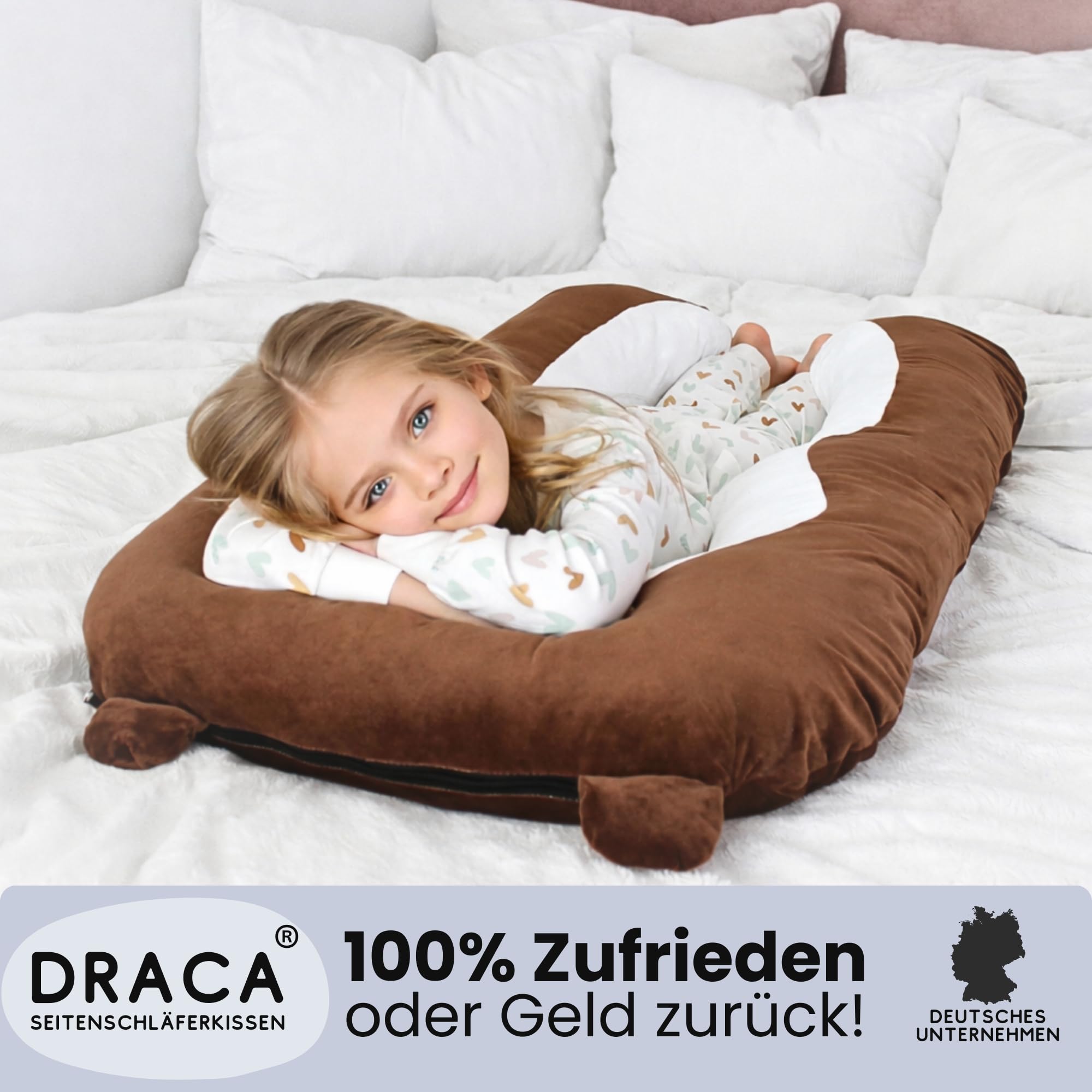DRACA Poduszka do spania na boku dla dzieci, pingwin, komfortowa poduszka, antystresowa, ADHD, poduszka dla dzieci, poduszka do spania, dla zwierząt, wielofunkcyjna poduszka w kształcie zwierzęcia,