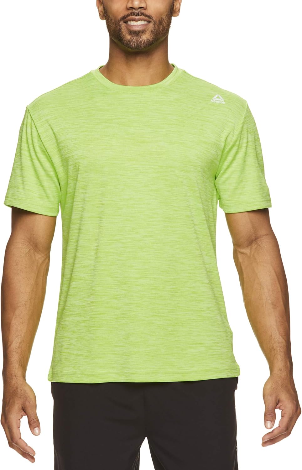 Reebok Men's Supersonic Crewneck Workout T-Shirt Designed with Performance Material - Green Lantern Heather Neptune, Small