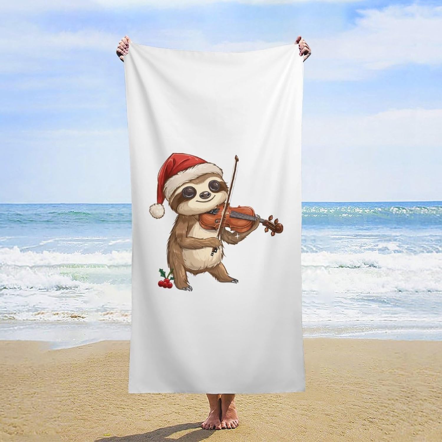 Cartoon Sloth Print Bath Towel Beach Towels Quick Dry Oversized Bath Blanket Highly Absorbent Towel for Women Men 160x80cm