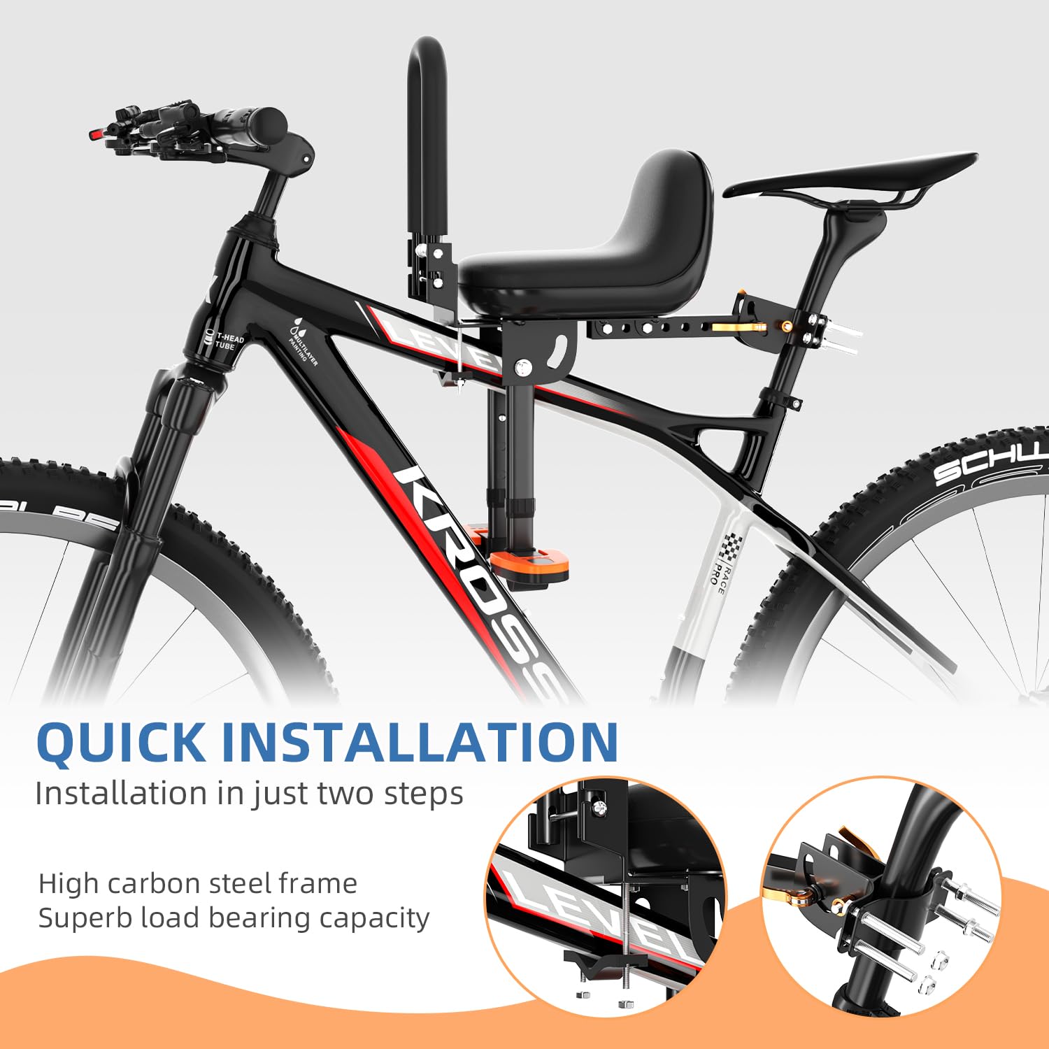 Siège Enfant Avant VTT XIEEIX - Avec Pédales Rétractables - Enfants 1-5 Ans - Pliable Et Portable