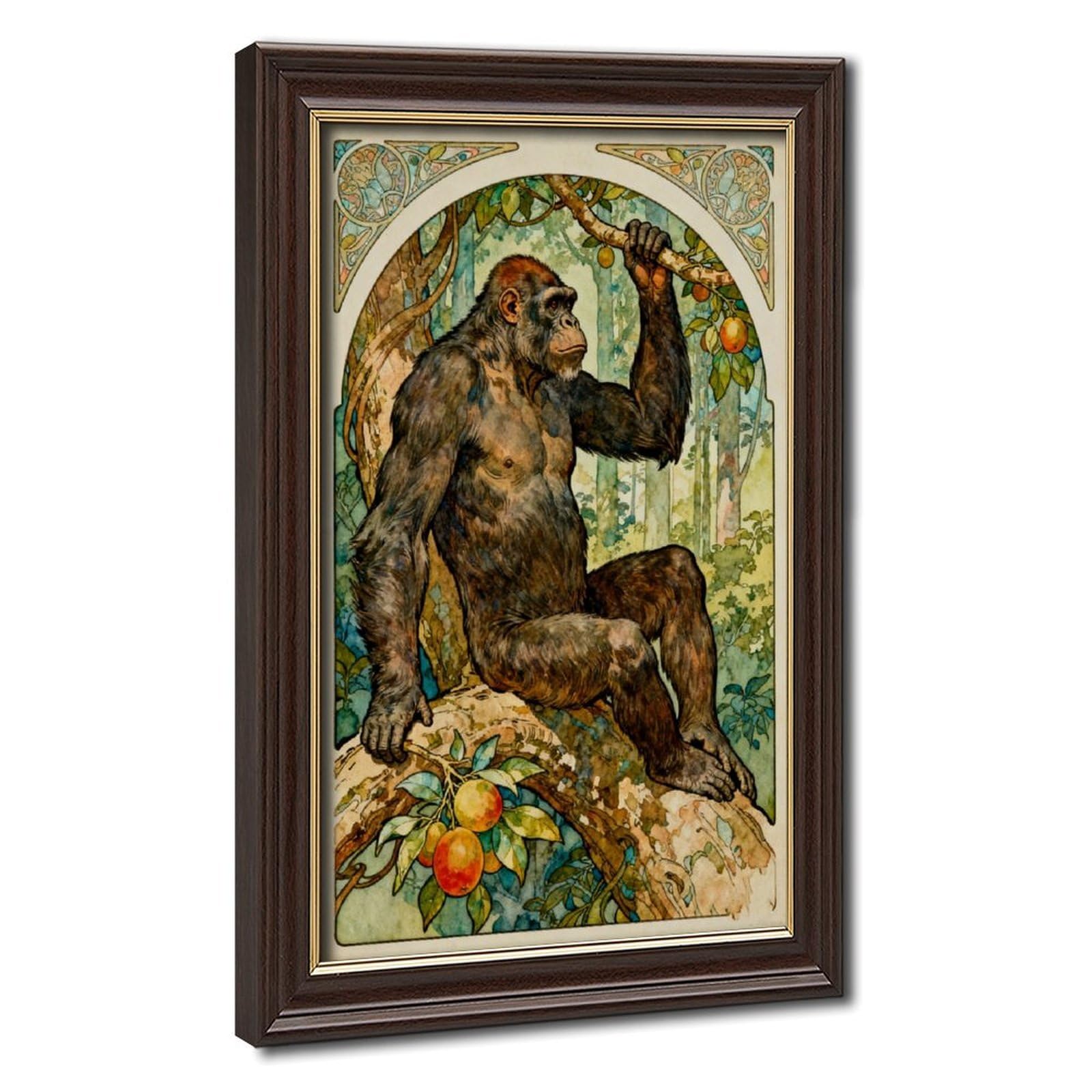 Bareronor Mokume Gane Frame-Style Retro Monkey Canvas Poster For Bedroom Decor Gift