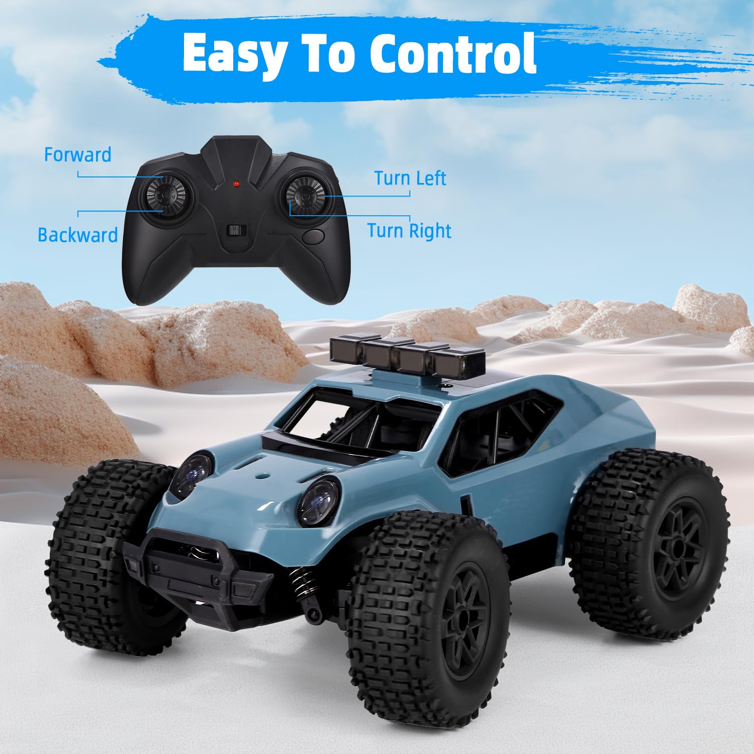 2,4 GHz Macchina Telecomandata,1/20 RC Macchina Radiocomandata Ad Alta Velocità con 3 Batterie, Fuoristrada A Trazione Integrale Con Luci A Led, Regalo Per Bambini Di 5-14 Anni