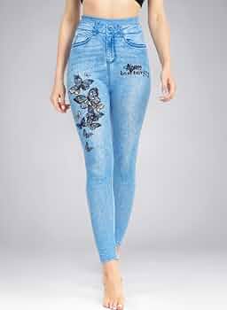 Jeggings En Denim Pour Femmes Avec Imprimé Denim Blanchi