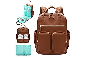 MOMINSIDE Diaper Bag Backpack with Premium Leather - Functional and Durable