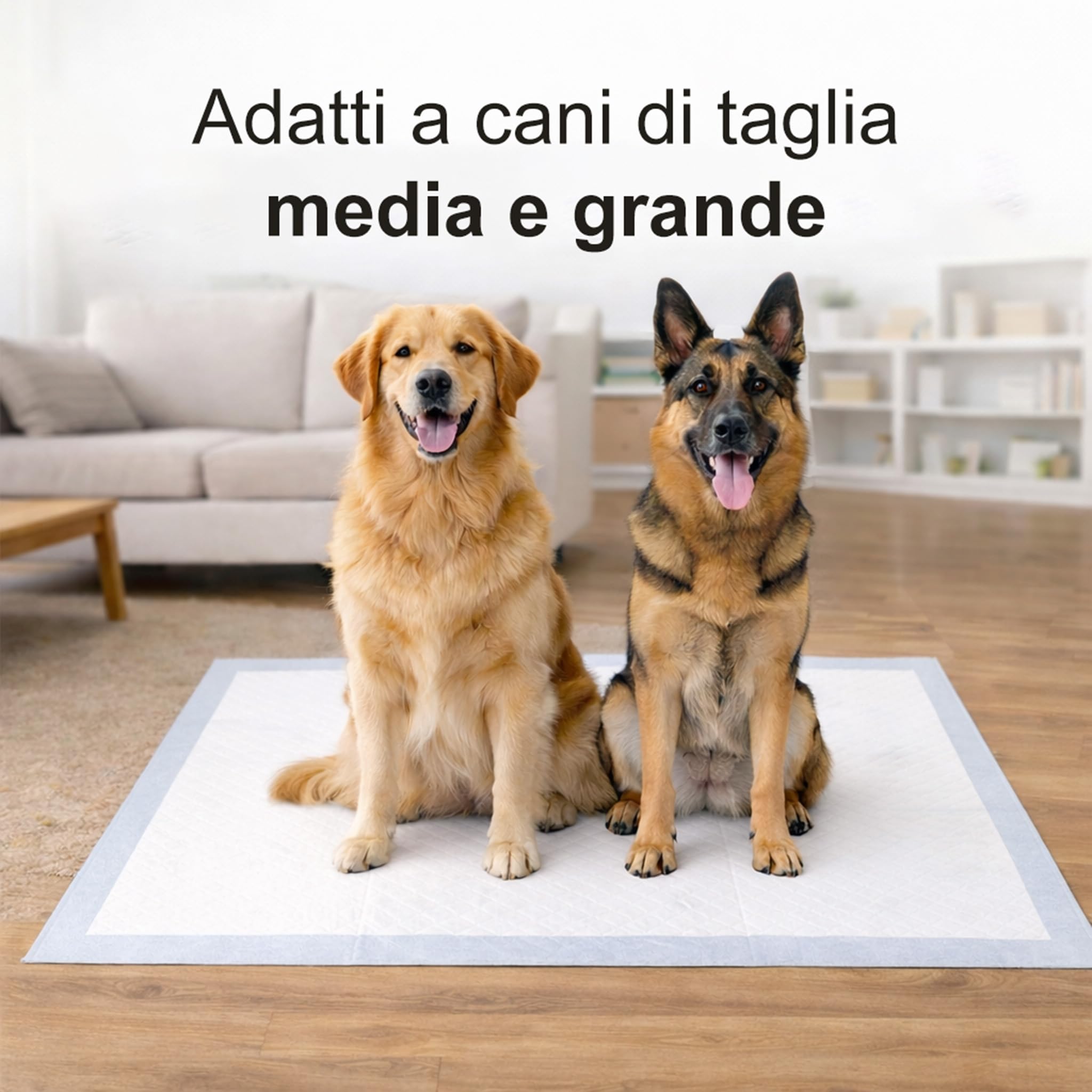 200 Traversine Cani 60x90 Super Assorbenti - 5 Strati con Fondo Impermeabile e Controllo Odori - Per Cuccioli, Cani Anziani e Gatti - Protegge Pavimenti, Tappeti e Cucce
