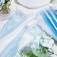Vista 4 de WDF Paquete de 36 copas de champán de plástico azul transparente, 7 onzas, copas de champán de plástico, vasos de champán desechables para fiestas