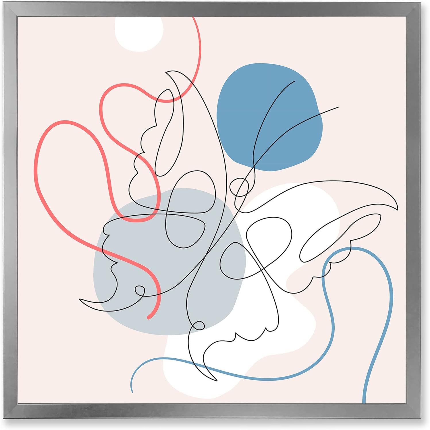 Butterfly One Line Drawing On Cubism Shapes I Modern Framed Wall Art