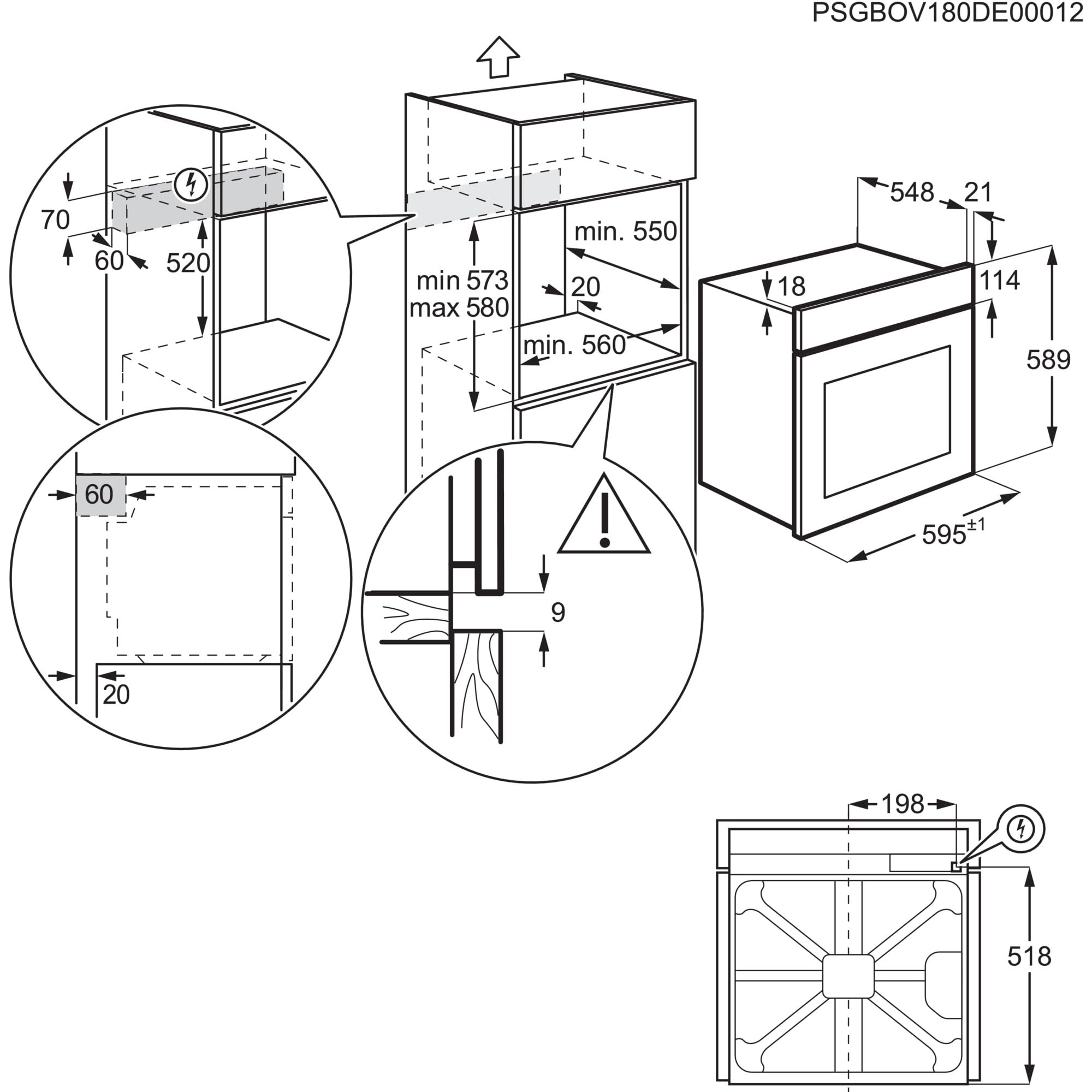 AEG TR6PB50WSB Einbaubackofen Serie 6 LED-Touchdisplay Pyrolyse Selbstreinigung 25% Dampfunterstützung Kerntemperatursensor