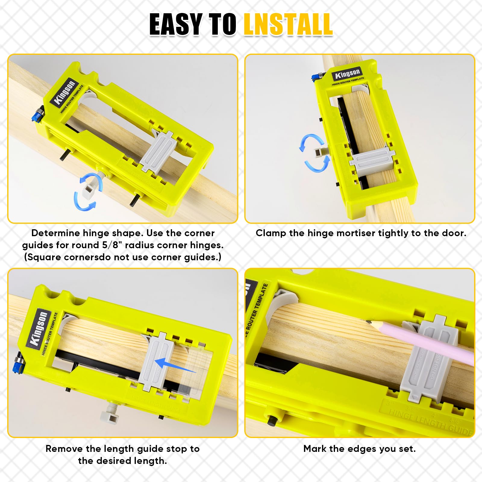 Snapklik.com : Adjustable Door Hinge Jig Kit - Router Template ...