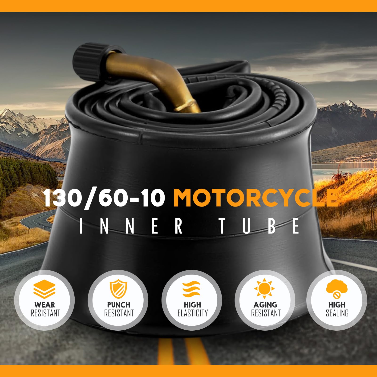 130/60-10 Tube with Bent Valve for Scooter 130 60 10 Inner Tube Thickened Design, Butyl Rubber