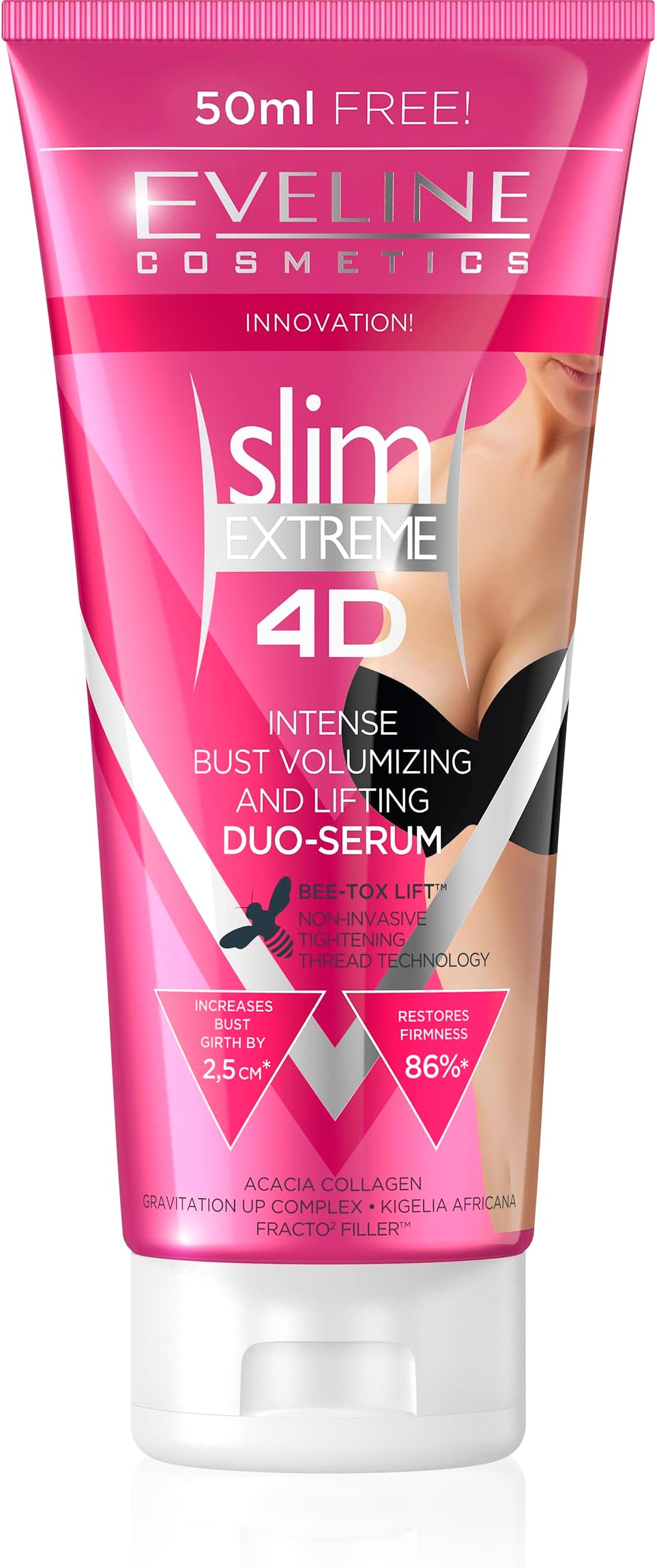 Slim Extreme 4D Intensive Bust Enhancement & Firming Serum with BEE-TOX LIFTโข, 200 ml - Breast Firming, Anti-Aging & Cellulite Reduction