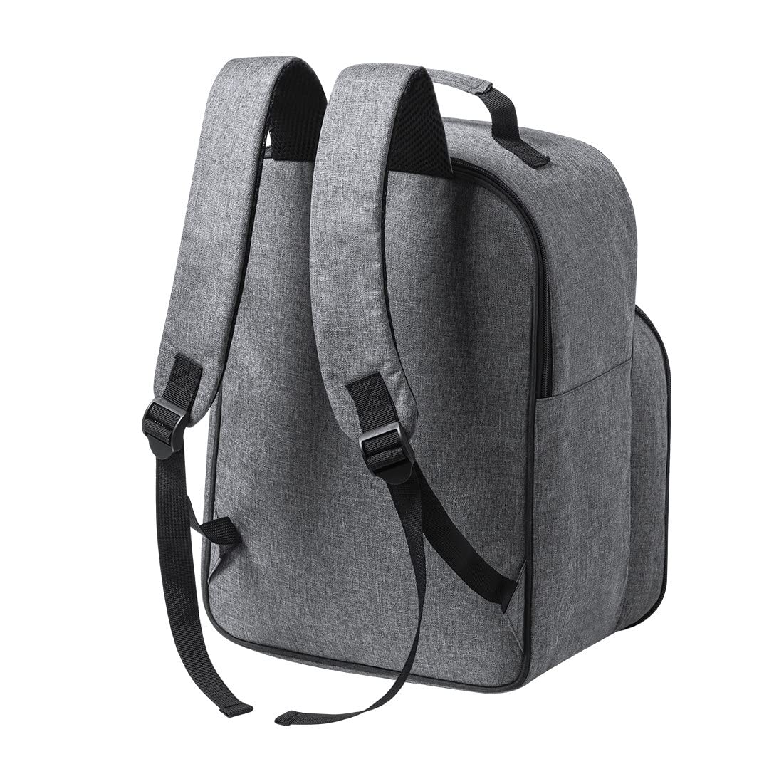 Isolierter Picknick-Rucksack aus Recycling PET für 2 Personen Tasche mit Kühlfach, Edelstahl-Besteck-Set, Servietten, Teller und Gläsern für Paare, Verliebte und Freunde (Grau)