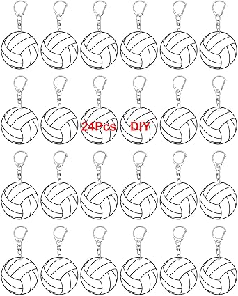 Volleyball Keychain White Acrylic Bulk for Team Gifts Large Sports Keyring