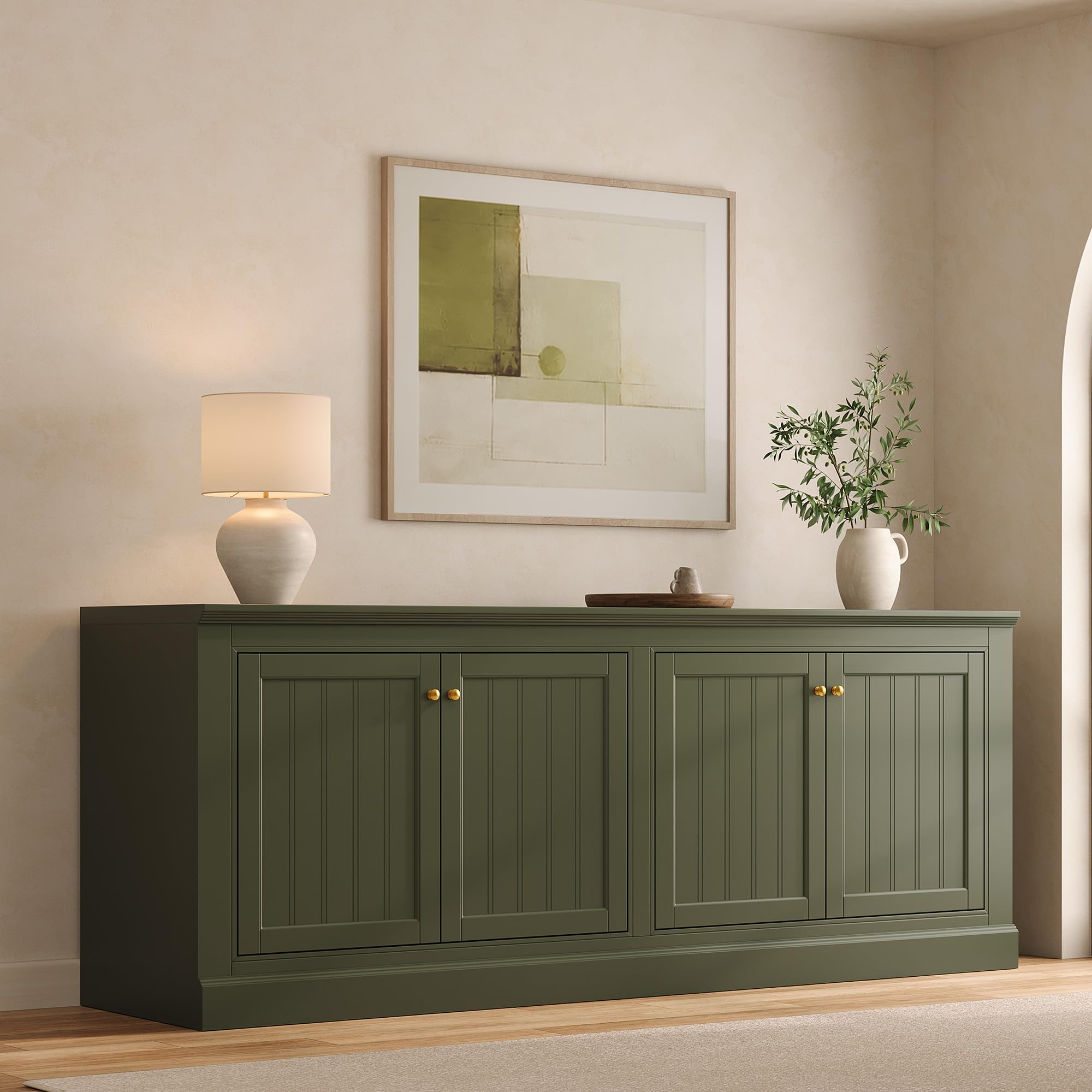 Modern Sideboard Buffet Cabinet with Grooved Doors