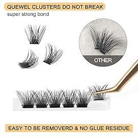 QUEWEL Lash Clusters 72 Pcs Wide Stem Individual Lashes C/D Curl 8-16mm Length DIY Eyelash Extension False Eyelashes Natural&Mega Styles Soft for Personal Makeup Use at Home (Mega-C-8)