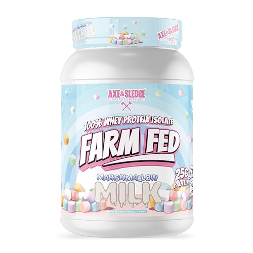Axe & Sledge Farm Fed 100% Whey Protein Isolate | 25g Protein | Low Carb, Low Sugar, Soy Free, Gluten Free | Protein Powder for Men and Women | Keto | Made in the USA | 28 Servings, Marshmallow Milk - Marshmallow Milk