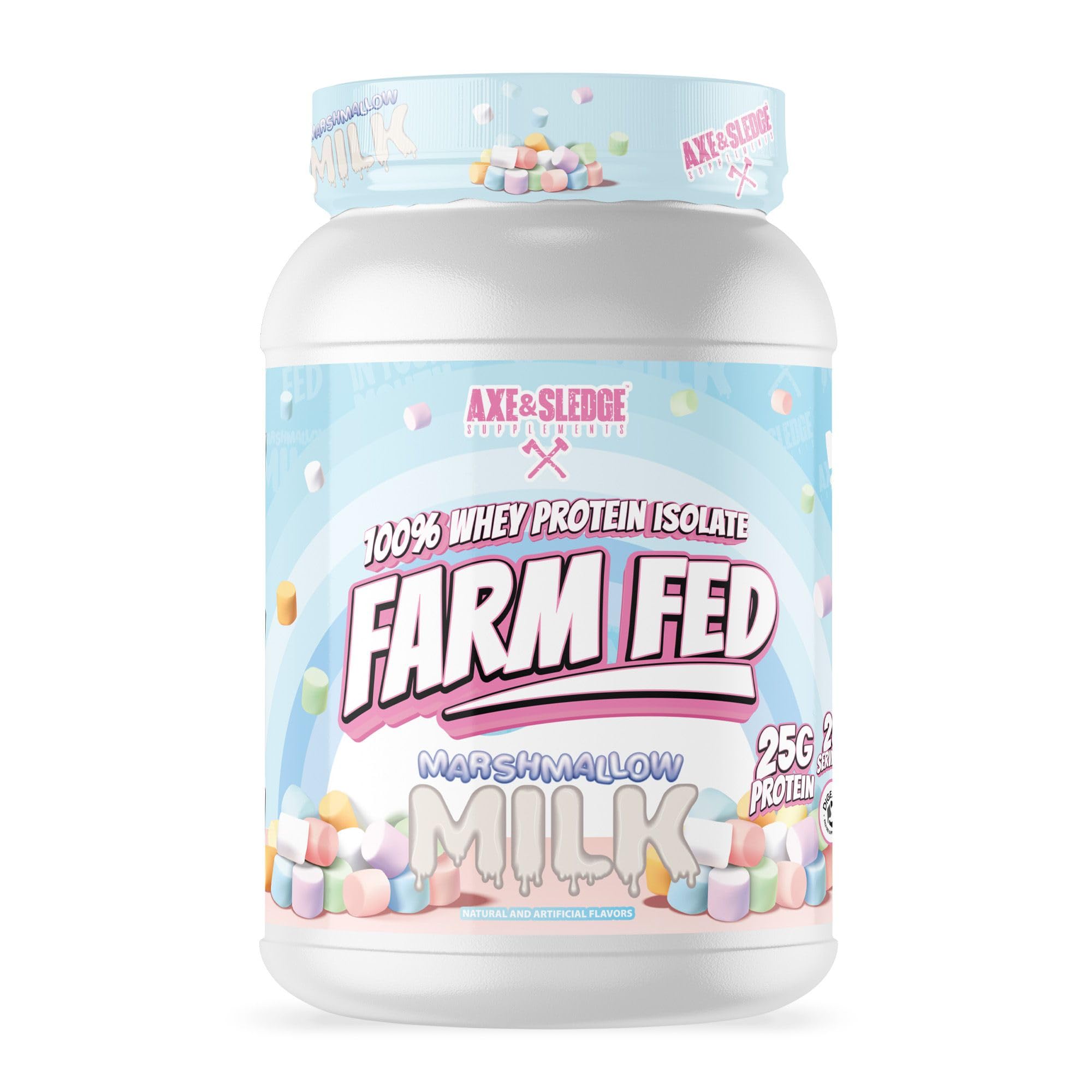 Farm Fed 100% Whey Protein Isolate | 25g Protein | Low Carb, Low Sugar, Soy Free, Gluten Free | Protein Powder for Men and Women | Keto | Made in The USA | 28 Servings, Marshmallow Milk